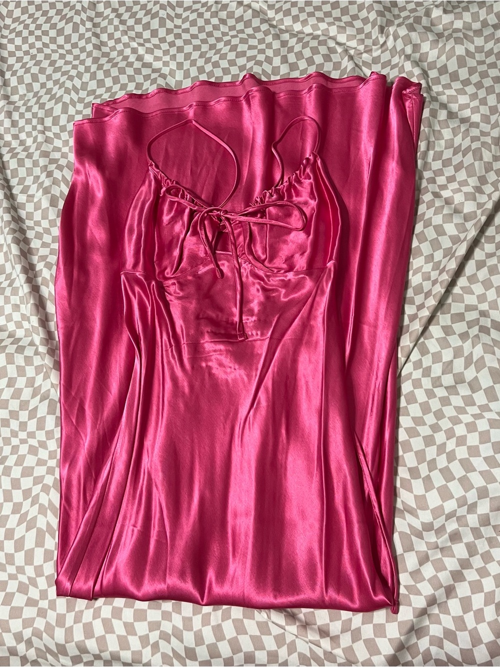 Topshop hot pink silk satin full length formal dress